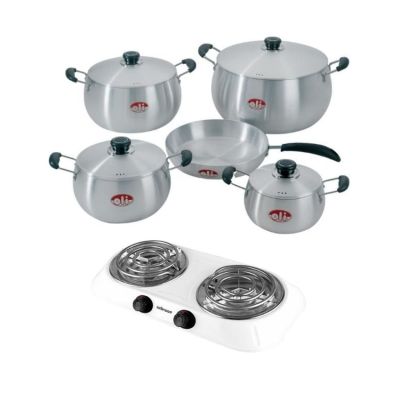 Oli – Rhino Casserole Pot Set – 9 Piece with Hotplate – White Oli – Rhino Casserole Pot Set – 9 Piece with Hotplate – White