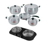 Oli – Rhino Casserole Pot Set – 9 Piece with Hotplate – Black Oli – Rhino Casserole Pot Set – 9 Piece with Hotplate – Black