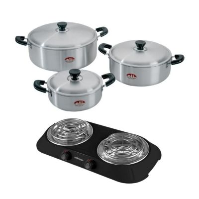 Oli – Hippo Casserole Pot Set – 6 Piece with Hotplate – Black Oli – Hippo Casserole Pot Set – 6 Piece with Hotplate – Black