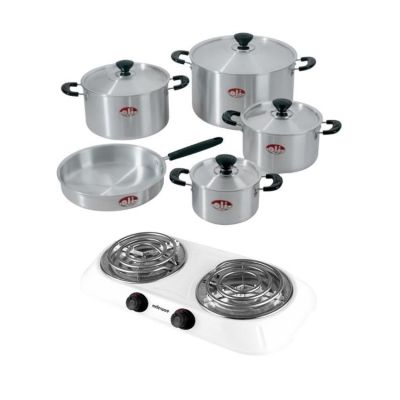 Oli – Impala Casserole Pot Set – 9 Piece with Hotplate – White Oli – Impala Casserole Pot Set – 9 Piece with Hotplate – White