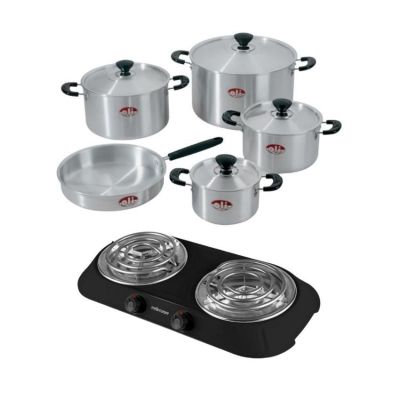 Oli – Impala Casserole Pot Set – 9 Piece with Hotplate – Black Oli – Impala Casserole Pot Set – 9 Piece with Hotplate – Black