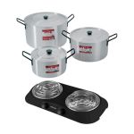 Oli – Emeried Finish Stewpot Set (7,12,21L) – 6 Piece & Hotplate Oli – Emeried Finish Stewpot Set (7,12,21L) – 6 Piece & Hotplate