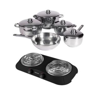 Xcalibur – Stainless Steel Cookware Set – 9 Piece with Hotplate – Black Xcalibur – Stainless Steel Cookware Set – 9 Piece with Hotplate – Black