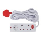 Electricmate 5 Meter 10 AMP Surge Protected Extension Lead 2 X 16 AMP + 1 X Schuko Electricmate 5 Meter 10 AMP Surge Protected Extension Lead 2 X 16 AMP + 1 X Schuko