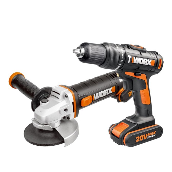 WORX Impact Drill & Angle Grinder 115MM COMBO In Bag Cordless 20V | KIT WORX Impact Drill & Angle Grinder 115MM COMBO In Bag Cordless 20V | KIT