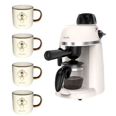 Decakila – Espresso Maker 0.24L (White) with Ceramic Mugs 330ml – Pack of 4 Decakila – Espresso Maker 0.24L (White) with Ceramic Mugs 330ml – Pack of 4