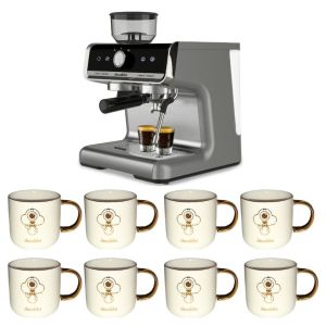 Decakila-Espresso Coffee Machine With Grinder- 2.8L & Mugs 330ml-Pack of 8 Decakila-Espresso Coffee Machine With Grinder- 2.8L & Mugs 330ml-Pack of 8