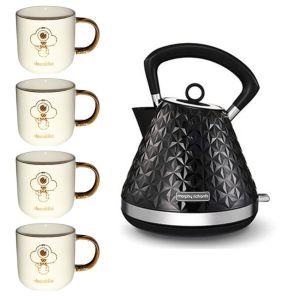 Morphy Richards – 1.5L BlackPlastic Kettle & Ceramic Mugs 330ml- Pack of 4 Morphy Richards – 1.5L BlackPlastic Kettle & Ceramic Mugs 330ml- Pack of 4