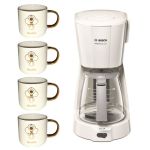 Bosch -1100W Compact Class Coffee Machine with Ceramic Mugs 330ml-Pack of 4 Bosch -1100W Compact Class Coffee Machine with Ceramic Mugs 330ml-Pack of 4