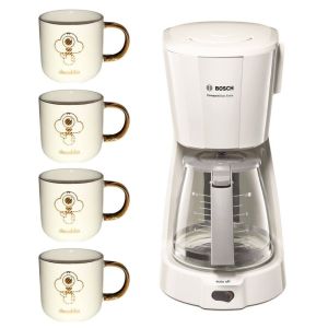 Bosch -1100W Compact Class Coffee Machine with Ceramic Mugs 330ml-Pack of 4 Bosch -1100W Compact Class Coffee Machine with Ceramic Mugs 330ml-Pack of 4