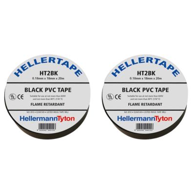 Hellertape – Black PVC Tape (0.8mm x 18mm x 20m) – Pack of 2 Hellertape – Black PVC Tape (0.8mm x 18mm x 20m) – Pack of 2