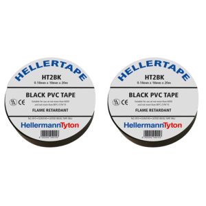 Hellertape – Black PVC Tape (0.8mm x 18mm x 20m) – Pack of 2 Hellertape – Black PVC Tape (0.8mm x 18mm x 20m) – Pack of 2