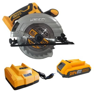 Ingco – Cordless Circular Saw – 20V (165mm Blade), Battery & Charger Ingco – Cordless Circular Saw – 20V (165mm Blade), Battery & Charger