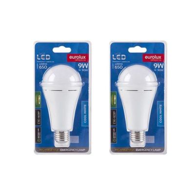 Eurolux – Rechargeable E27 LED 9W Blister Globe – Pack of 2 Eurolux – Rechargeable E27 LED 9W Blister Globe – Pack of 2
