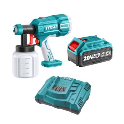 Total Tools – Lithium-Ion Spray Gun 20V with 4.0Ah Battery Pack and Charger Total Tools – Lithium-Ion Spray Gun 20V with 4.0Ah Battery Pack and Charger