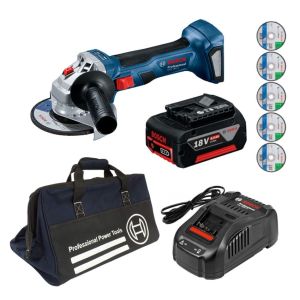 Bosch – Cordless Angle Grinder 700W, Battery, Charger, Cutting Discs & Bag Bosch – Cordless Angle Grinder 700W, Battery, Charger, Cutting Discs & Bag