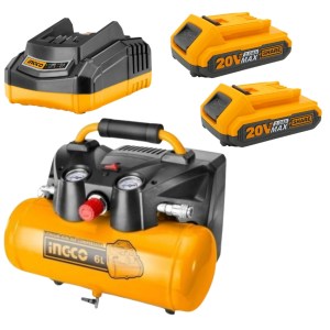 INGCO – Air Compressor with Charger & 2 X 2.0Ah Battery Pack INGCO – Air Compressor with Charger & 2 X 2.0Ah Battery Pack