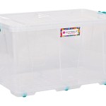 Contour Housewares – Clear Clip and Lock Storage Box with Wheels – 80L Contour Housewares – Clear Clip and Lock Storage Box with Wheels – 80L