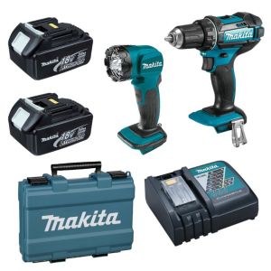 Makita – 18V Cordless Driver Drill, Batteries and Cordless LED Flashlight Makita – 18V Cordless Driver Drill, Batteries and Cordless LED Flashlight