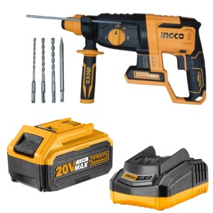 Ingco – Cordless Rotary Hammer Drill with Charger + Battery Pack – (4.0AH) Ingco – Cordless Rotary Hammer Drill with Charger + Battery Pack – (4.0AH)