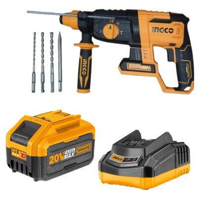 Ingco – Cordless Rotary Hammer Drill with Charger + Battery Pack – (6.0AH) Ingco – Cordless Rotary Hammer Drill with Charger + Battery Pack – (6.0AH)