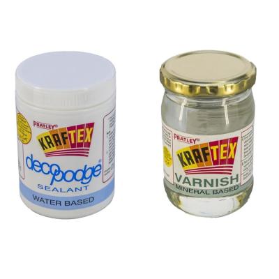 Pratley – Kraftex Decopodge(250ml) and Mineral Based Varnish (250ml) Pratley – Kraftex Decopodge(250ml) and Mineral Based Varnish (250ml)