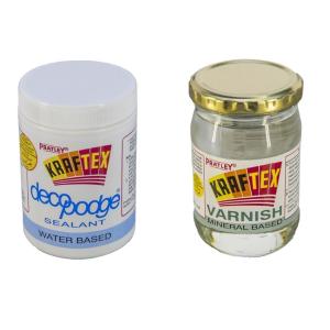 Pratley – Kraftex Decopodge(250ml) and Mineral Based Varnish (250ml) Pratley – Kraftex Decopodge(250ml) and Mineral Based Varnish (250ml)
