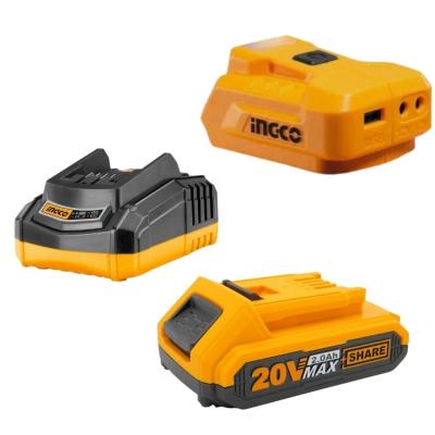 Ingco – USB – A Charger 20V PS+ with 2.0Ah Battery and Charger Ingco – USB – A Charger 20V PS+ with 2.0Ah Battery and Charger
