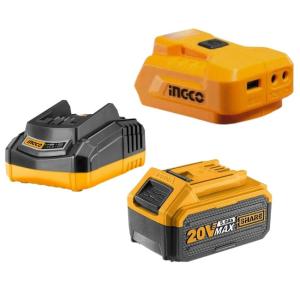 Ingco – USB – A Charger 20V PS+ with 5.0Ah Battery and Charger Ingco – USB – A Charger 20V PS+ with 5.0Ah Battery and Charger