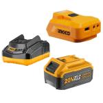 Ingco – USB – A Charger 20V PS+ with 5.0Ah Battery and Charger Ingco – USB – A Charger 20V PS+ with 5.0Ah Battery and Charger