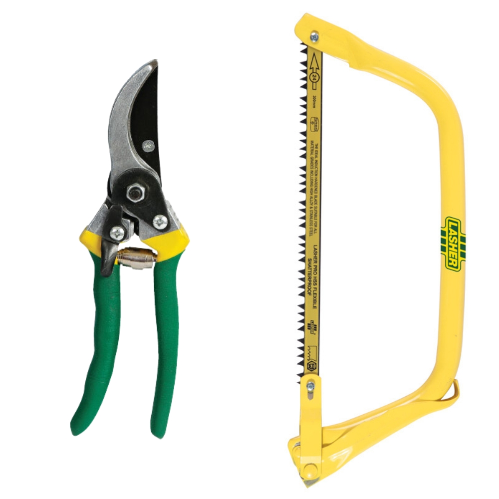 Lasher – Bow Hacksaw Frame and Medium Secateur Combo Lasher – Bow Hacksaw Frame and Medium Secateur Combo