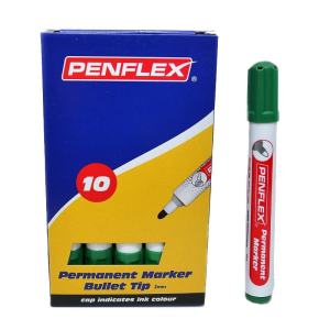 Penflex – Green Permanent Markers , Box of 10 Penflex – Green Permanent Markers , Box of 10