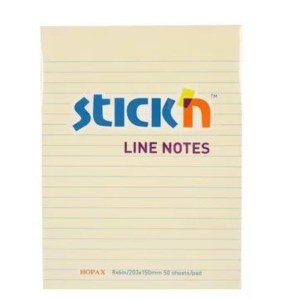 Stick’n – Notepad Lined Yellow Sticky Note Pad (203mm x 150mm) , 50 Sheets Stick’n – Notepad Lined Yellow Sticky Note Pad (203mm x 150mm) , 50 Sheets