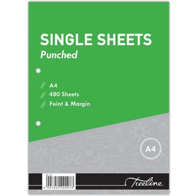 Treeline – Single sheet – Punched – Feint/Margin 58gsm(480 Sheets) (Box 10) Treeline – Single sheet – Punched – Feint/Margin 58gsm(480 Sheets) (Box 10)