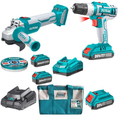 Total – Lithium Ion Angle Grinder (20v) and Lithium Ion Cordless Drill Kit Total – Lithium Ion Angle Grinder (20v) and Lithium Ion Cordless Drill Kit