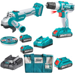 Total – Lithium Ion Angle Grinder (20v) and Lithium Ion Cordless Drill Kit Total – Lithium Ion Angle Grinder (20v) and Lithium Ion Cordless Drill Kit