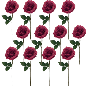 Toolhome Blossoms – Rose Full Bloom – Dark Pink (Pack of 12) – 64cm Toolhome Blossoms – Rose Full Bloom – Dark Pink (Pack of 12) – 64cm
