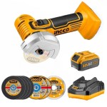 Ingco – Mini Cut-off Tool/Grinder – 20V with 5Ah Battery and Charger Ingco – Mini Cut-off Tool/Grinder – 20V with 5Ah Battery and Charger