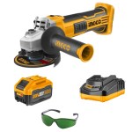Ingco – Lithium Ion Angle Grinder (20v) + 7.5Ah Battery & Charger + Eyewear Ingco – Lithium Ion Angle Grinder (20v) + 7.5Ah Battery & Charger + Eyewear