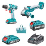 Total Tools – Angle Grinder with Cordless Drill Set, Battery & Tool Bag Total Tools – Angle Grinder with Cordless Drill Set, Battery & Tool Bag
