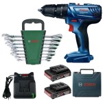 Bosch – GSB 180-LI Cordless Impact Drill with Combination Wrench Set – 8pc Bosch – GSB 180-LI Cordless Impact Drill with Combination Wrench Set – 8pc