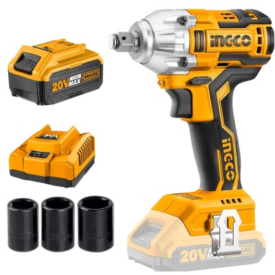 Ingco – Li-Ion Cordless Impact Wrench with Fast Charger and 4.0Ah Battery Ingco – Li-Ion Cordless Impact Wrench with Fast Charger and 4.0Ah Battery