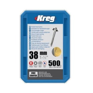 Kreg – Zinc Pocket Hole Screws 38Mm -1.50 #8 Coarse Thread Mx Loc – 500pcs Kreg – Zinc Pocket Hole Screws 38Mm -1.50 #8 Coarse Thread Mx Loc – 500pcs