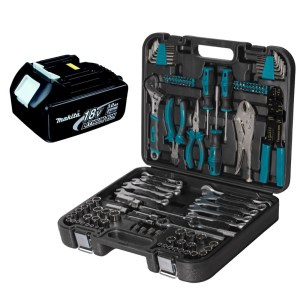 Makita – Li-Ion battery 3.0AH 18V with Mechanics Hand Tools Set (121Pc) Makita – Li-Ion battery 3.0AH 18V with Mechanics Hand Tools Set (121Pc)