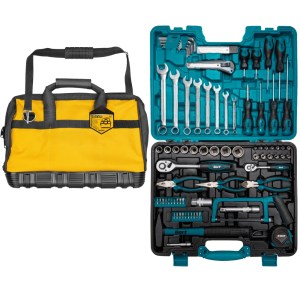 Hard Bottom Tool Bag – 16″(400mm) with Mechanics DIY Hand Tool Set (90 Piece) Hard Bottom Tool Bag – 16″(400mm) with Mechanics DIY Hand Tool Set (90 Piece)