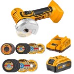 Ingco – Mini Cut-off Tool/Grinder with 4.0Ah Battery, Charger & Mini Discs Ingco – Mini Cut-off Tool/Grinder with 4.0Ah Battery, Charger & Mini Discs