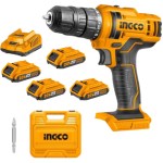 Ingco – Li-Ion Cordless Drill (20V) with Charger & 4x 1.5Ah Batteries Ingco – Li-Ion Cordless Drill (20V) with Charger & 4x 1.5Ah Batteries