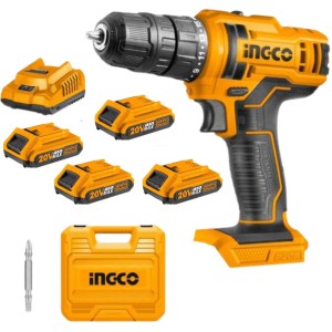 Ingco – Li-Ion Cordless Drill (20V) with Charger & 4x 1.5Ah Batteries Ingco – Li-Ion Cordless Drill (20V) with Charger & 4x 1.5Ah Batteries