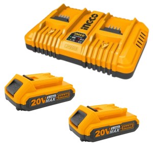 Ingco – Fast Intelligent Dual Charger with 2 x 2.0Ah Battery Packs Ingco – Fast Intelligent Dual Charger with 2 x 2.0Ah Battery Packs