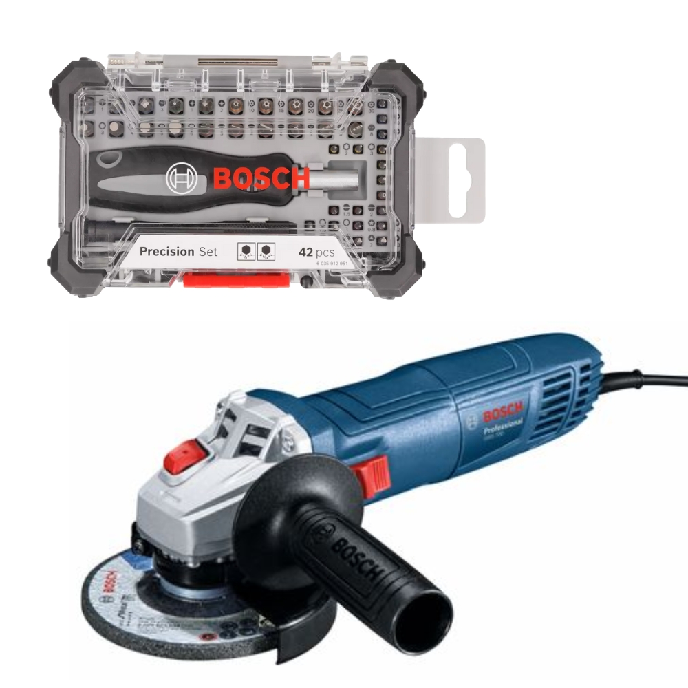 Bosch – Angle Grinder – GWS 700 With Precision Screwdriver Bit Set – 42 Pieces Bosch – Angle Grinder – GWS 700 With Precision Screwdriver Bit Set – 42 Pieces